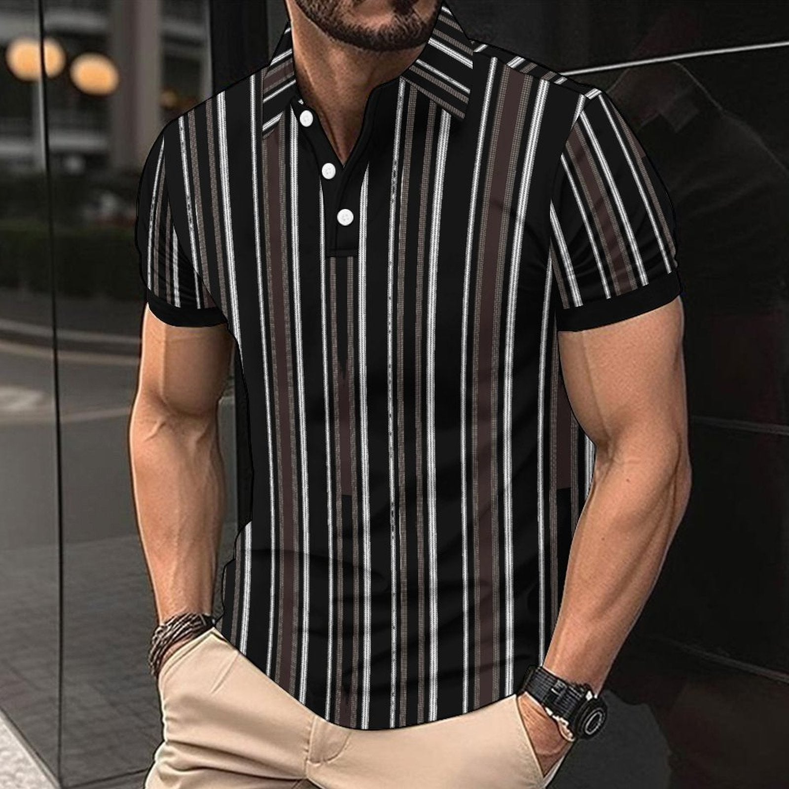 Fashion Casual Men's American Printed Short Sleeve