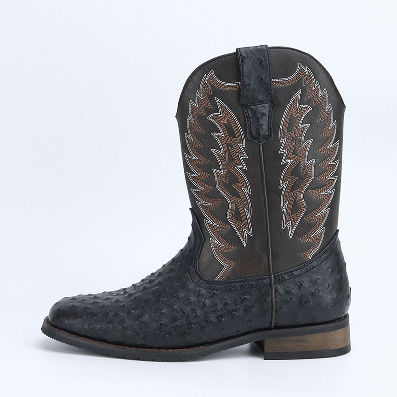 Western Denim Square Toe Motorcycle Men's Boots