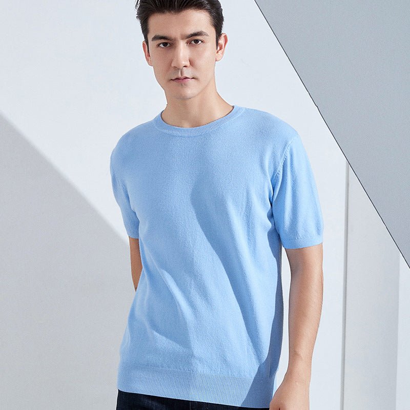Knitted Short Sleeve Loose T-shirt Pullover Half Sleeve Sweater
