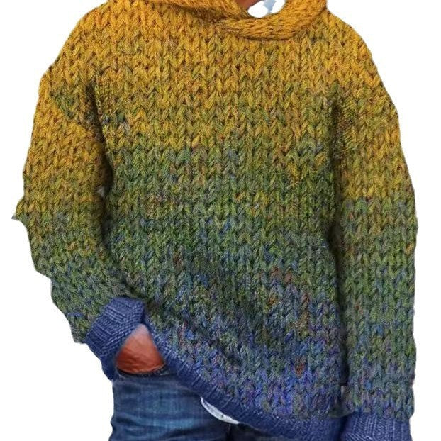 Acetate Fiber Men's Autumn And Winter New Heavy Classic Style Woven Hooded Sweater