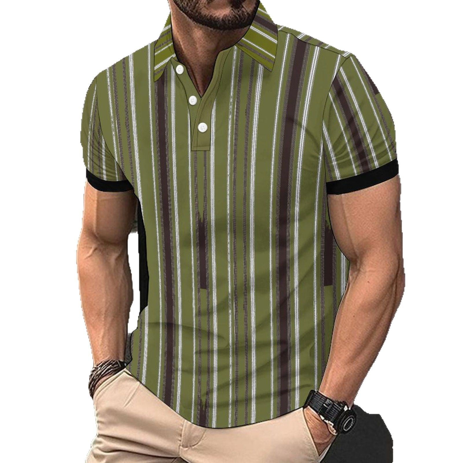 Fashion Casual Men's American Printed Short Sleeve
