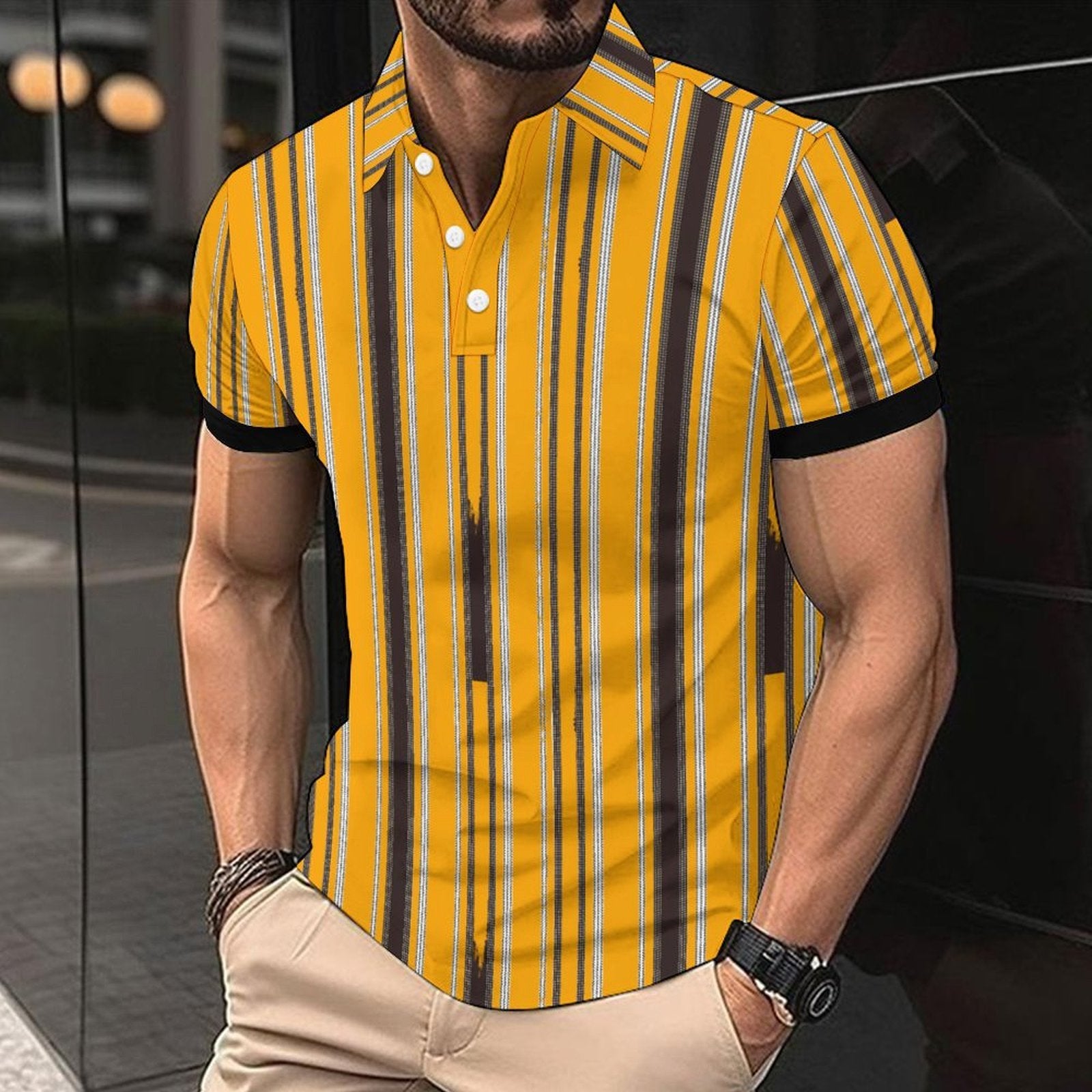 Fashion Casual Men's American Printed Short Sleeve