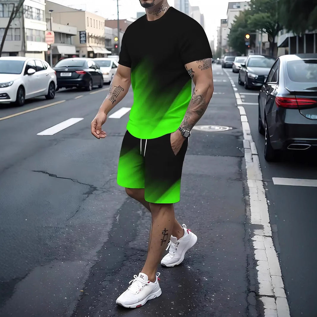 Summer Fashion Trend 3D Digital Printing Men's Shorts Suit