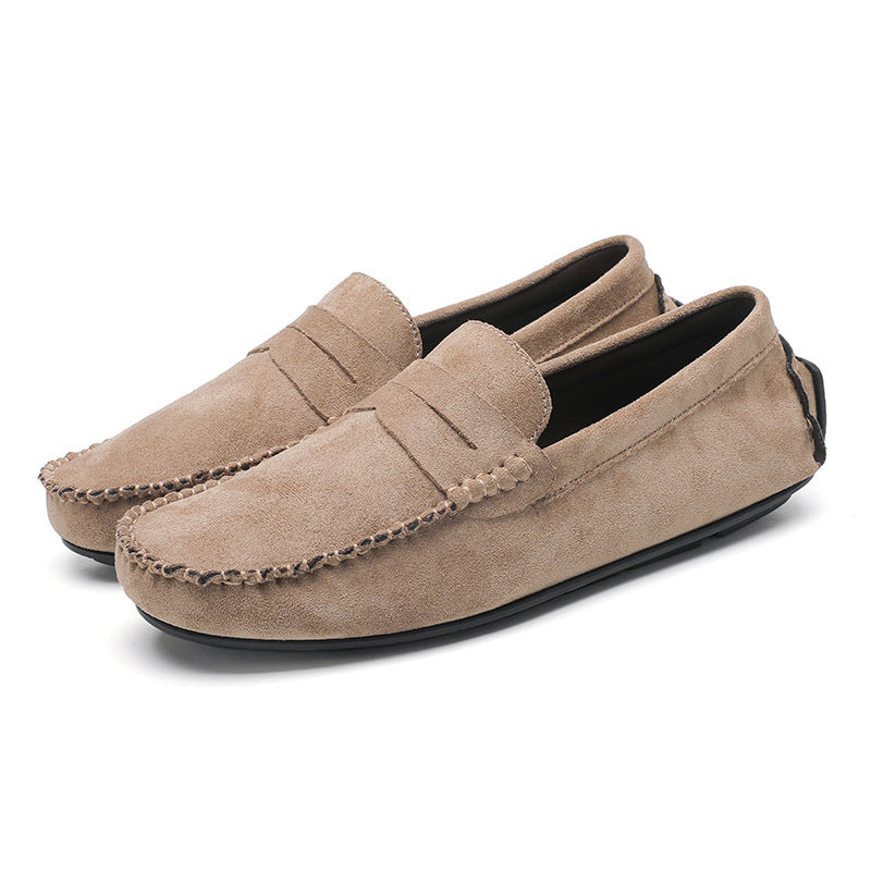 Hand-stitched Men's Beanie Shoes Velvet Leather Handmade