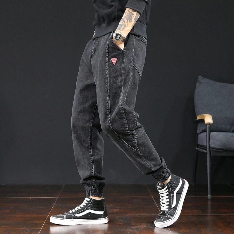 Ankle-tied Jeans Men's Loose Cargo Harlan Cropped Leisure