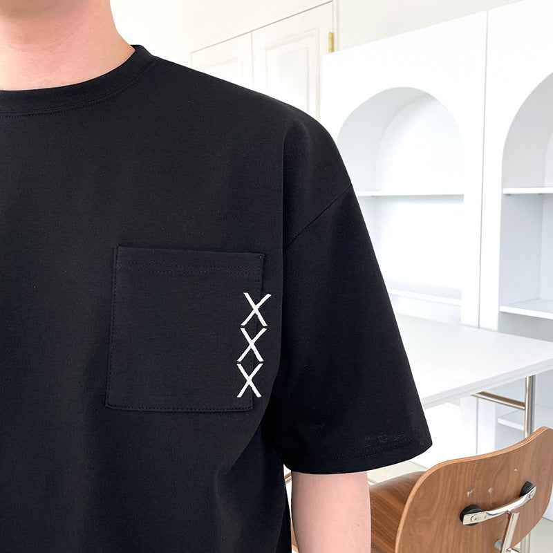 Embroidered Short-sleeved T-shirt Men's Summer Design Sense Niche