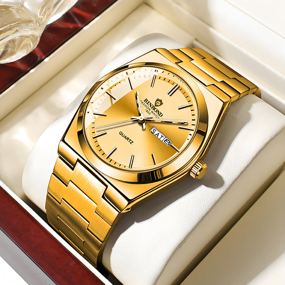 Fashion Stainless Steel Buckle Men's Business Casual Quartz Watch