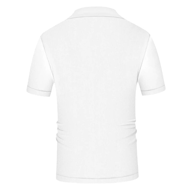 Summer Clothing Men's Casual Knitted Patchwork Short Sleeve Polo Shirt Lapel Button Breathable T Shirt Fashion Luxury M-3XL