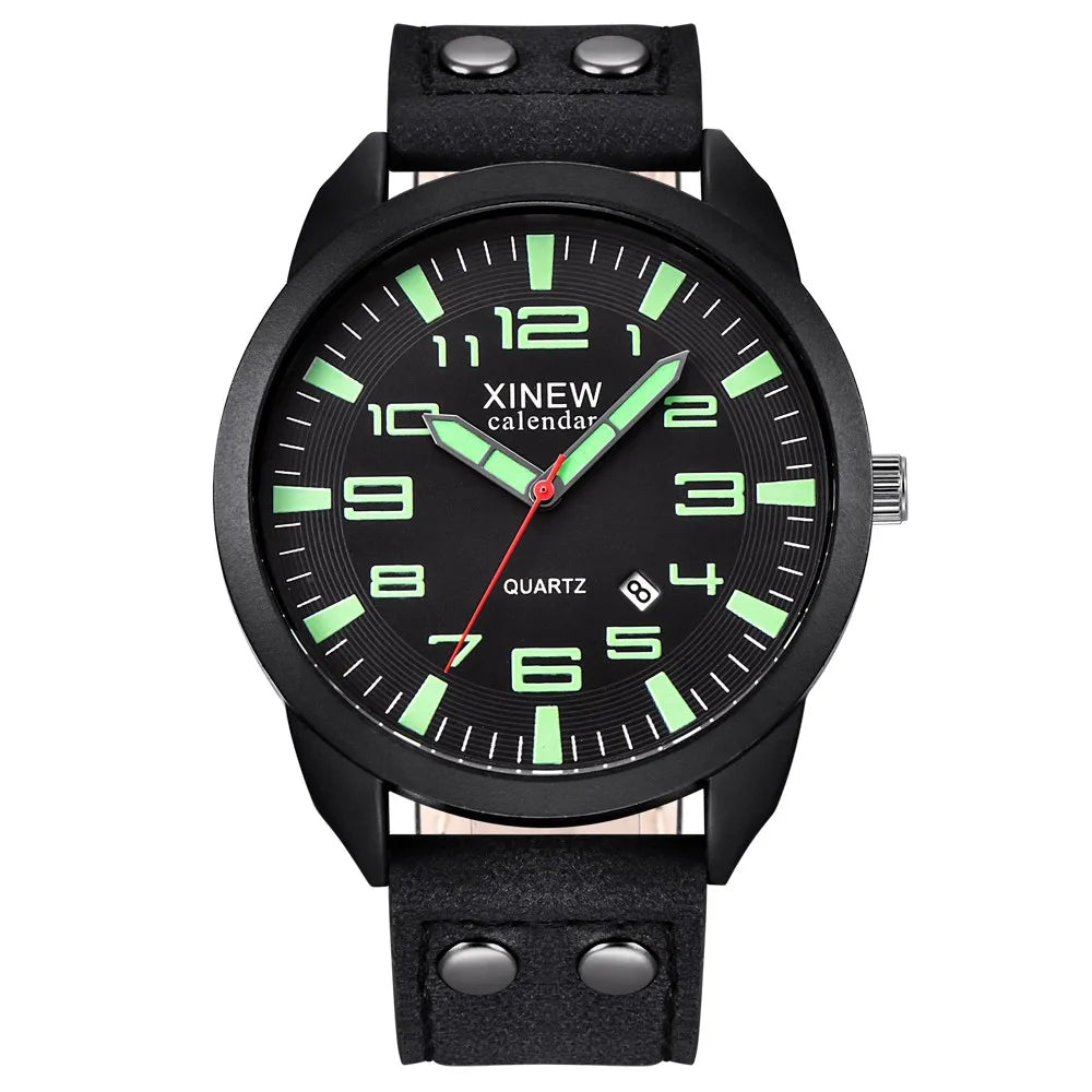 Watches For Men Quartz Watches Date Waterproof Luminous Calendar Men'S Gifts Leather Business Wrist Led Casual Erkek Kol Saati - Style Loom
