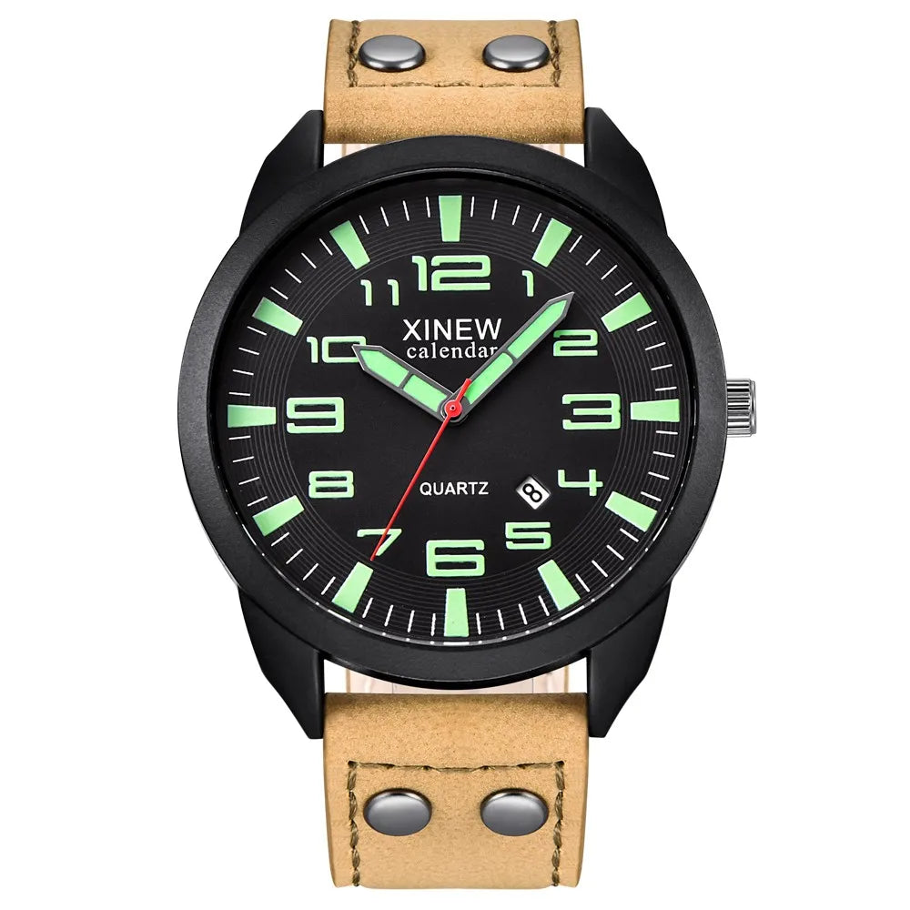 Watches For Men Quartz Watches Date Waterproof Luminous Calendar Men'S Gifts Leather Business Wrist Led Casual Erkek Kol Saati - Style Loom