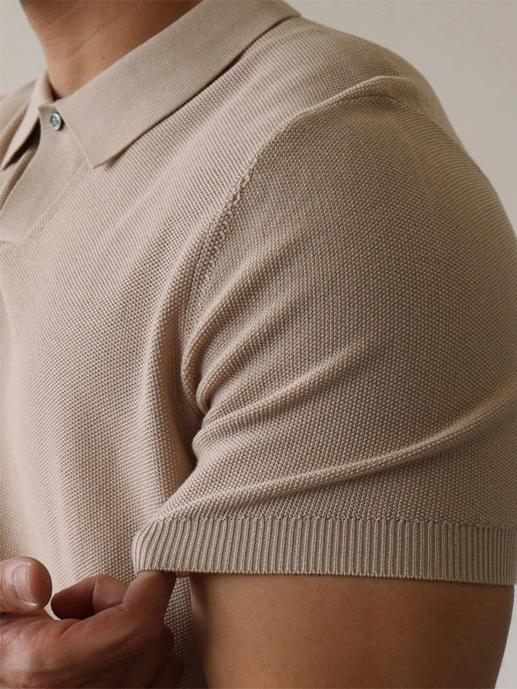 Summer High Quality Knitwear Mens Polo Shirts Casual Pure Color Short Sleeve Slim Polos Men Fashion Button Polo Neck Knitted Top