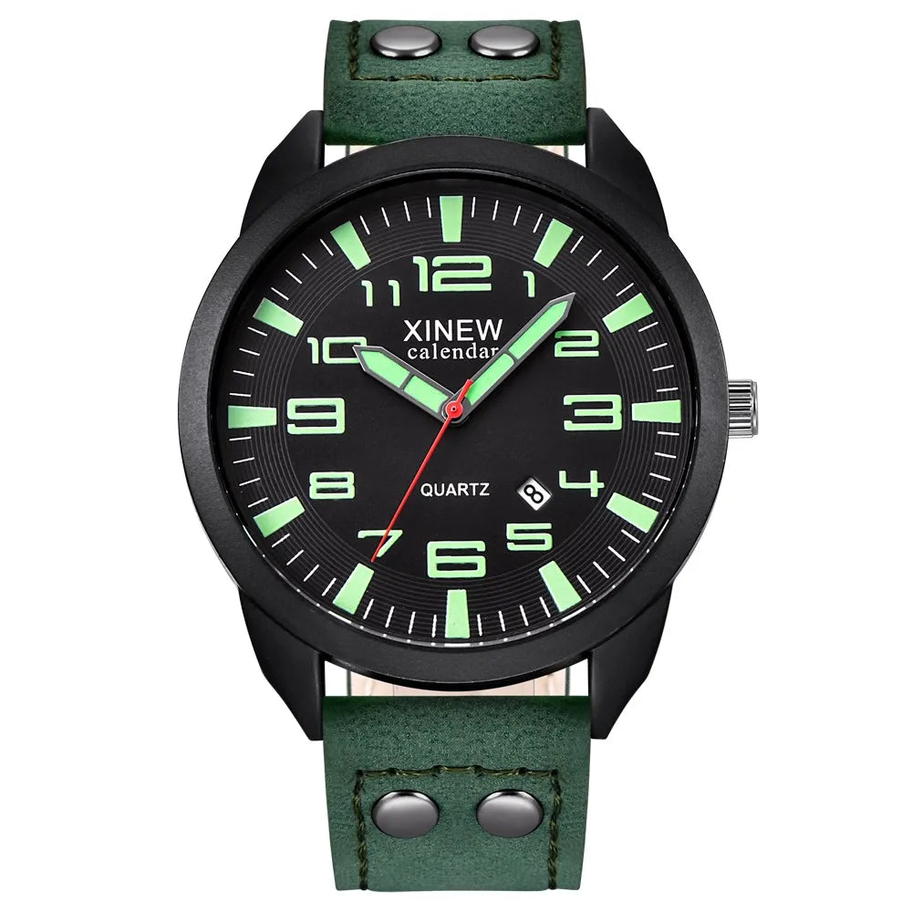 Watches For Men Quartz Watches Date Waterproof Luminous Calendar Men'S Gifts Leather Business Wrist Led Casual Erkek Kol Saati - Style Loom