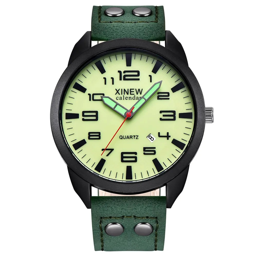 Watches For Men Quartz Watches Date Waterproof Luminous Calendar Men'S Gifts Leather Business Wrist Led Casual Erkek Kol Saati - Style Loom