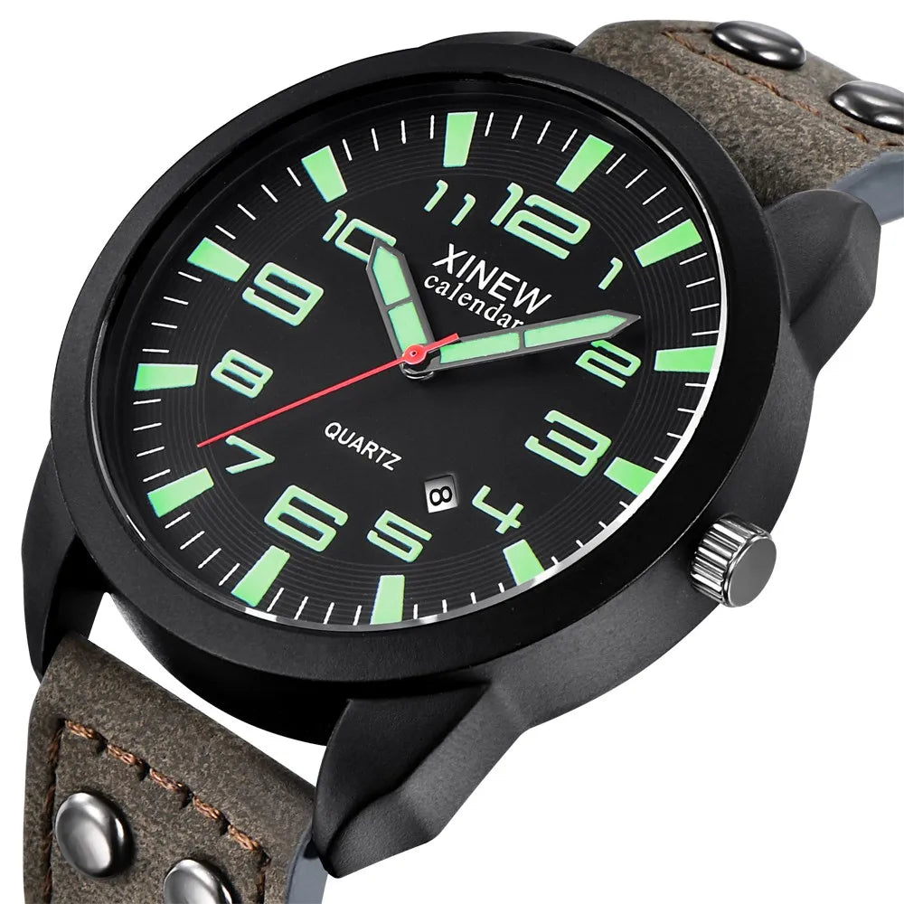 Watches For Men Quartz Watches Date Waterproof Luminous Calendar Men'S Gifts Leather Business Wrist Led Casual Erkek Kol Saati - Style Loom