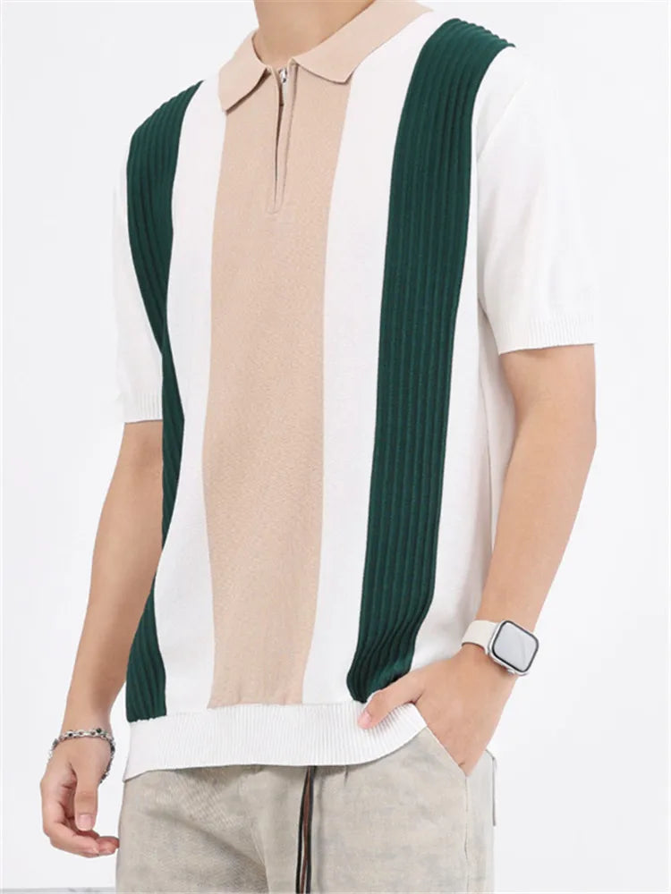Summer Men's Knitting Short Sleeve Solid Polo Shirts Sports Golf Business Slim Fit Polo Shirt Classic Fashion Polos Tees Tops