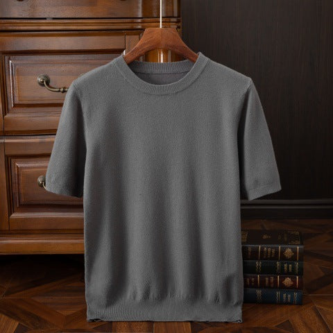 Knitted Short Sleeve Loose T-shirt Pullover Half Sleeve Sweater
