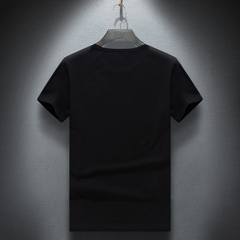 European Goods Round Neck Rhinestone Hot Fixed Short Sleeve T-shirt
