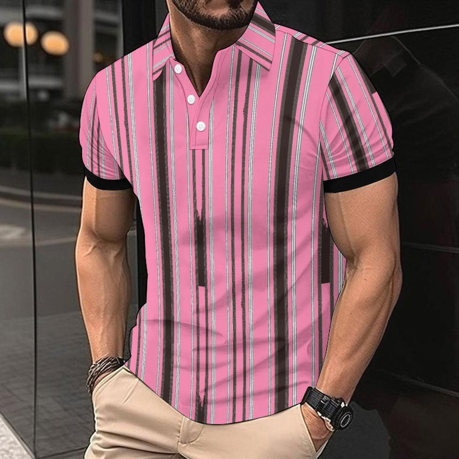 Fashion Casual Men's American Printed Short Sleeve